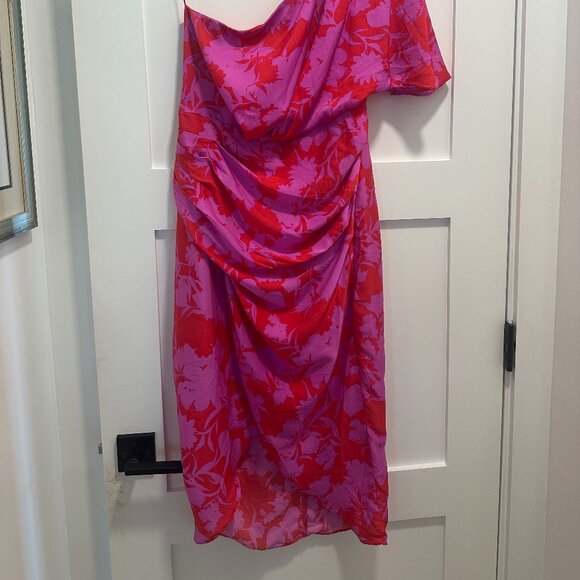 DO+BE Asymmetrical One Shoulder Tulip Hem Summer Midi Dress Large - Picture 5 of 7